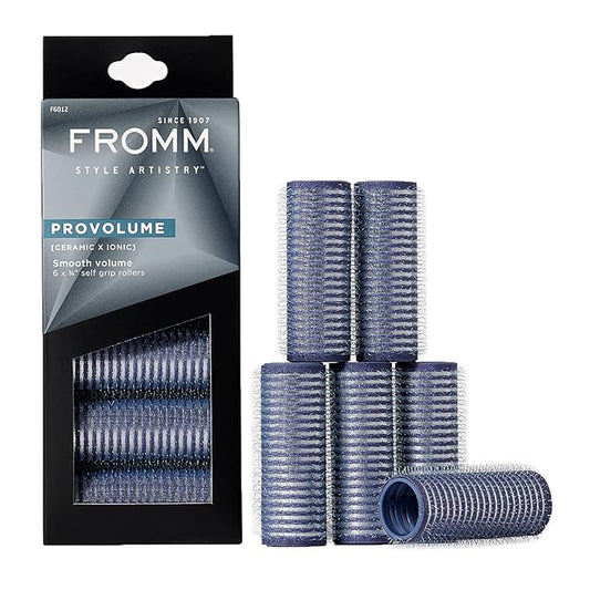 Fromm ProVolume .75" Self-Grip Ceramic Ionic Thermal Hair Rollers, 6 Count Small Salon Quality Hair Curlers for Short, Medium and Long Hair-Velvo Beauty