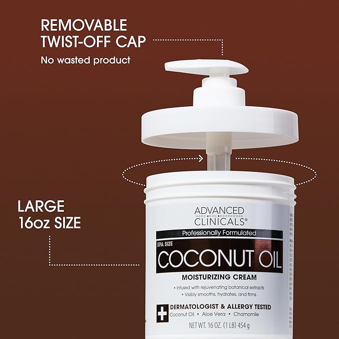 Advanced Clinicals Unscented Retinol Body Lotion & Face Moisturizer + Coconut Oil Body Cream For Women & Men | 2PC Skincare Set Helps Reduce Appearance Of Crepey Skin + Irritated Dry Skin, 2pc Set-Velvo Beauty