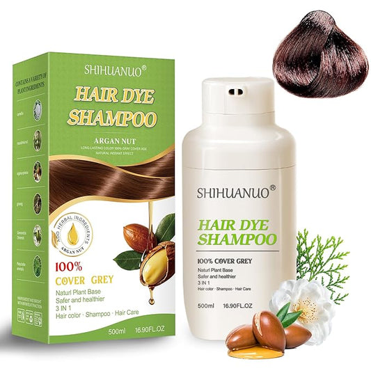 Hair Dye Shampoo 3 in 1 for Gray Hair Coverage, Argan nut Natural Shampoo Hair Dye for Women & Men/Ammonia-Free 500ml(Coffee)-Velvo Beauty