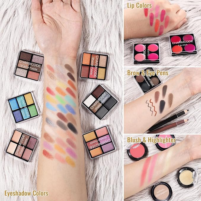 Makeup Kit for Teen Girls & Women Full Kit, Beauty Train Case with Starter Cosmetics Set, Make Up Valentine's Day Gift Box with Eyeshadow,Lipgloss,Highlight,Blush,Lip&Eye Pen,Brush & More(GoldenBrown)-Velvo Beauty