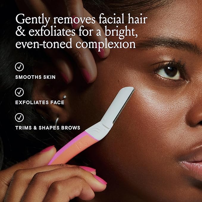 Billie - Dermaplane Starter Kit - Reusable Handle + 3 Refill Blades - Remove Facial Hair + Perfectly Shape Brows - Dermatologist-Approved - Malibu-Velvo Beauty