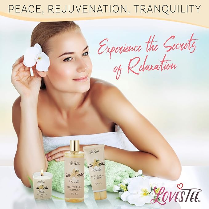 Mothers Day Gifts, Spa Basket for Women, Vanilla Bath & Body Set, Christmas & Birthday Gift, Includes Shower Gel, Body Lotion, Hand Cream, Body Scrub, Message Oil, Candle, Eye Mask, Confetti-Velvo Beauty