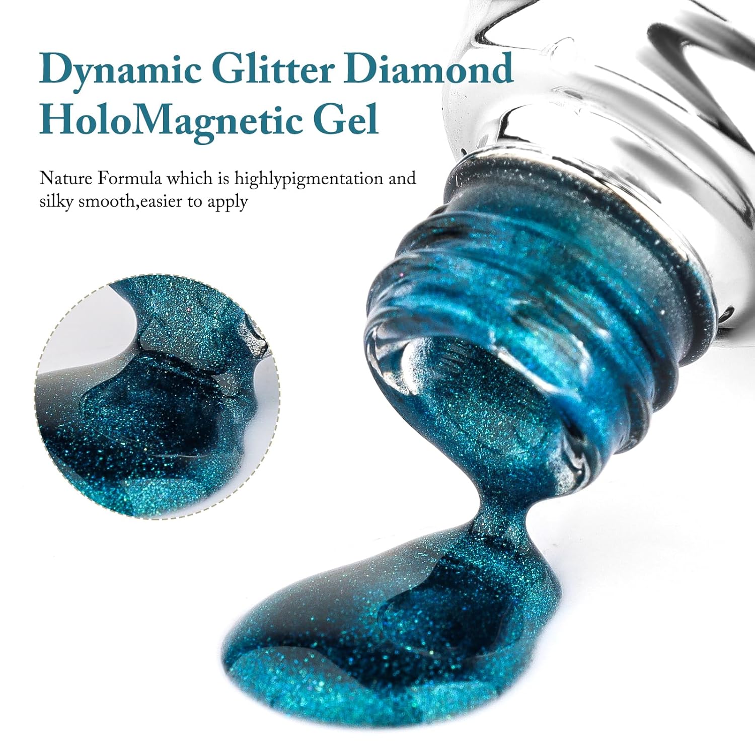 Cat Eye Gel Nail Polish with Magnet Stick, 15ml Glitter Holographic Nail Polish, Magnetic Effect Gel for Home DIY Manicure Gift, Blue Tears-Velvo Beauty