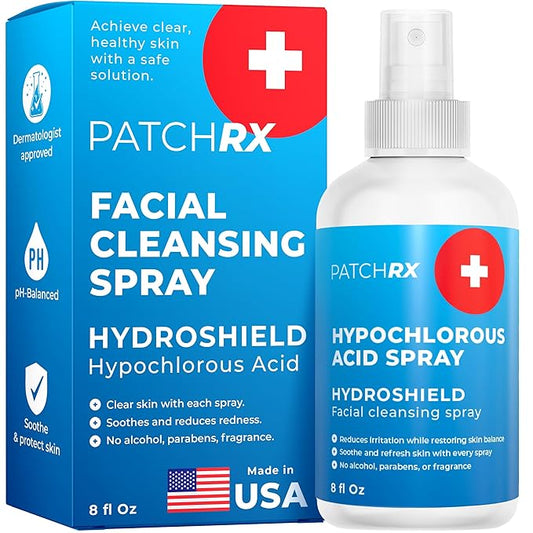 Hypochlorous Acid Spray (8oz, Reduces Acne), Targets Bacteria - HOCL Facial Cleanser Acne Spray for Face, Body, Eczema, Pimples, Breakouts & Overall Skin Recovery (Reduces Redness)-Velvo Beauty