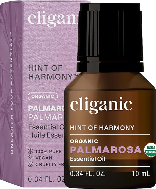 Cliganic Organic Palmarosa Essential Oil, 100% Pure Natural Undiluted (10ml), for Aromatherapy | Non-GMO Verified (Packaging May Vary)-Velvo Beauty