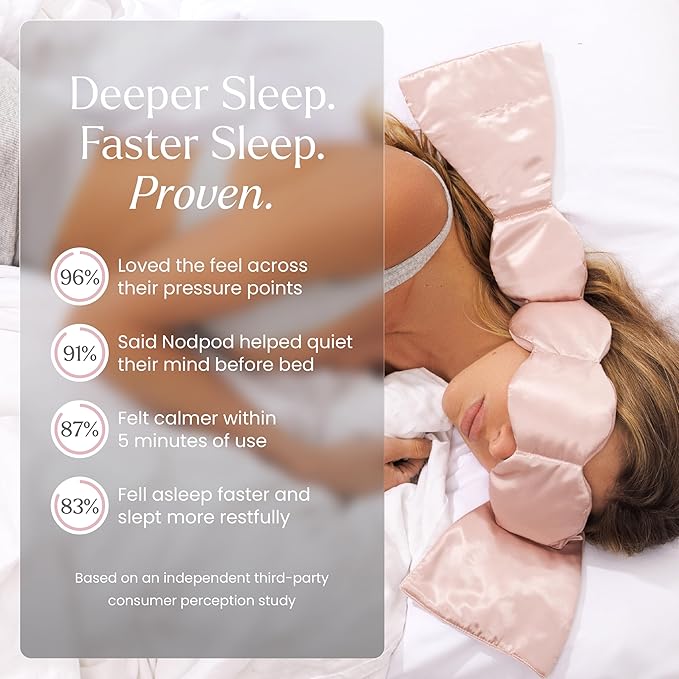 Nodpod Gentle Pressure Silk Sleep Mask | Patented Light Blocking Design for Sleeping, Travel & Relaxation | Bead Filled, Machine Washable (Petal)-Velvo Beauty