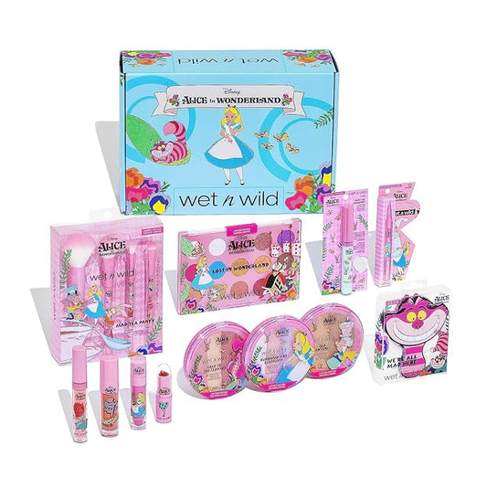 wet n wild Alice in Wonderland PR Box - Makeup Set with Versatile Brushes, Buildable & Blendable Palettes, Vibrant Colors, & Lip Glosses for Unique Looks, Cruelty-Free & Vegan-Velvo Beauty
