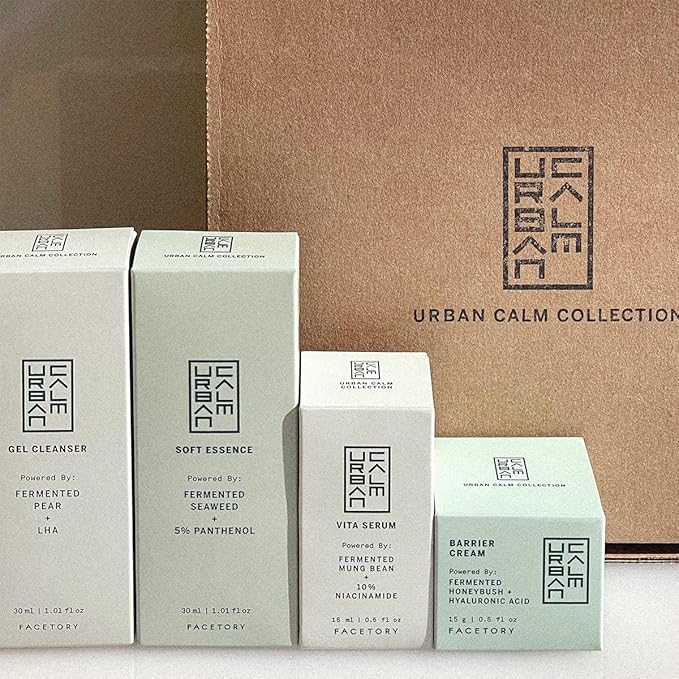 Urban Calm Discovery Bundle - Hydrating, Smoothing, Exfoliating, and Soothing Travel Size Skincare Set for All Skin Types - Fermented Skincare Products Include Cleanser, Essence, Serum, and Cream-Velvo Beauty