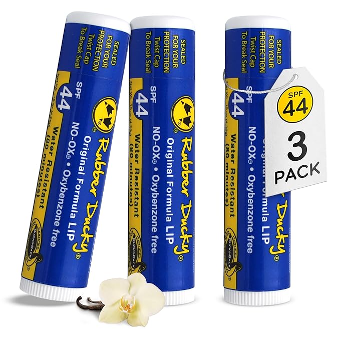 Rubber Ducky | Lip Sunscreen, Lip Balm with SPF 44, Water Resistant Sunscreen Lip Balm | Vegan, Untinted, Vanilla Flavor, with Vitamin E | All Season - Broad Spectrum Sunscreen for Lips-Velvo Beauty