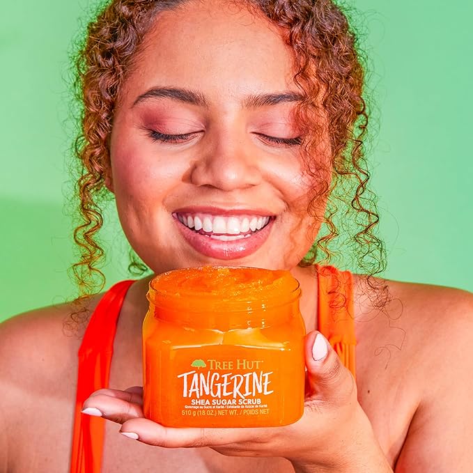 Tree Hut Tangerine Shea Sugar Scrub | Exfoliating Body Scrub Removes Dead, Dry Skin for a Soft & Hydrated Feel | Nourishing Essential Body Care | 18 fl oz.-Velvo Beauty