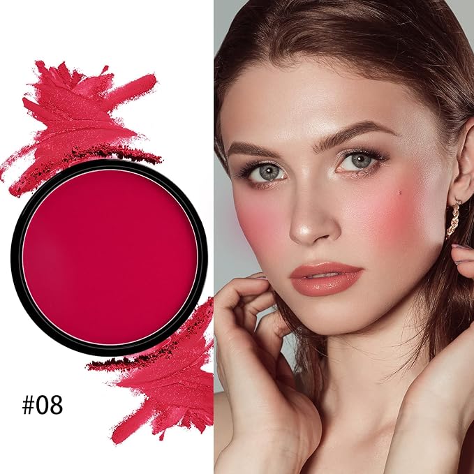 Boobeen Powder Blush Matte Blush, Highly Pigmented Beauty Cream Blush Palette for Create A Natural Cheek Flushed Look, Rich Colors-Velvo Beauty