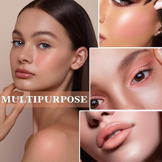 Cream Blush Stick with Brush and Makeup Sponge,Waterproof Multi Cream Makeup Stick,Lightweight,Long-lasting,2 in 1 Multi Blush for Cheeks & Lip Tint & Eyeshadow I-Velvo Beauty