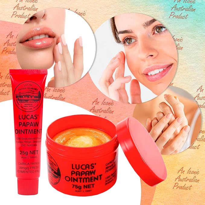 Lucas Pawpaw Lip Ointment, Lucas Pawpaw Cream, Lucas Pawpaw Ointment for Lips & Dry Skin - Unique All Skin Types, All Gender- Any Season Gift Pack with 75g and 15gr Pawpaw Balm-Velvo Beauty
