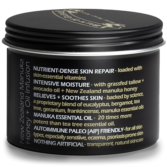 BALM OF GILEAD Manuka Eczema Honey Cream - Moisturizer for Sensitive Skin, Eczema, Psoriasis & Dermatitis - Manuka Honey Ointment, Grassfed Tallow-Velvo Beauty