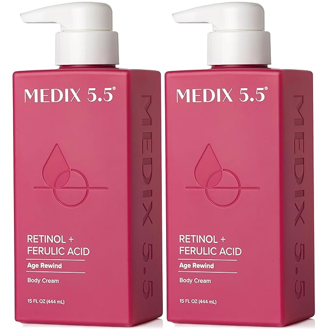 Medix 5.5 Retinol Body Lotion Firming Moisturizer | Crepey Skincare Treatment | Retinol Body Cream | Anti Aging Firming Cream For Women Targets Look Of Crepe Skin, Wrinkles, & Sagging Skin, 2-Pack-Velvo Beauty