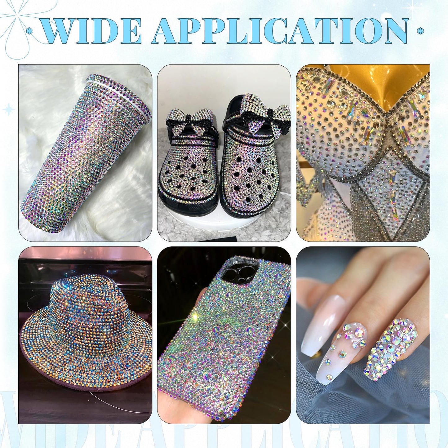 6000Pcs Resin Rhinestones for Bedazzling with 3Pcs B7000 Jewelry Glue, 1 Box AB Flatback Rhinestones for Crafting Crafts DIY, Crystals Gems for Clothing Shoes Tumblers Nail Art Makeup-Velvo Beauty