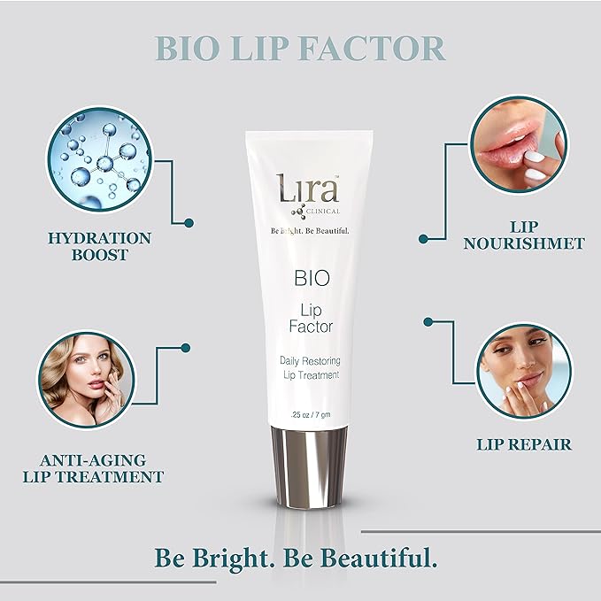 Lira Clinical Bio Lip Factor - Lip Balm SPF 15 for Soft, Full, and Supple Lips - Lip Treatment with Peptides, Vitamin C, E, Jojoba Oil, Avocado Oil - Lip Moisturizer for Dry Lips - 0.25 Ounce-Velvo Beauty