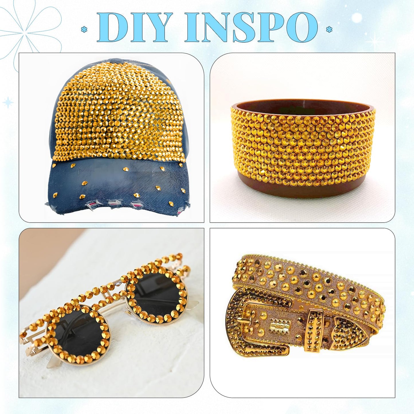 6000Pcs Resin Rhinestones for Bedazzling with 3Pcs B7000 Jewelry Glue, 1 Box Mine Gold Flatback Rhinestones for Crafting Crafts DIY, Crystals Gems for Clothing Shoes Tumblers Nail Art Makeup-Velvo Beauty