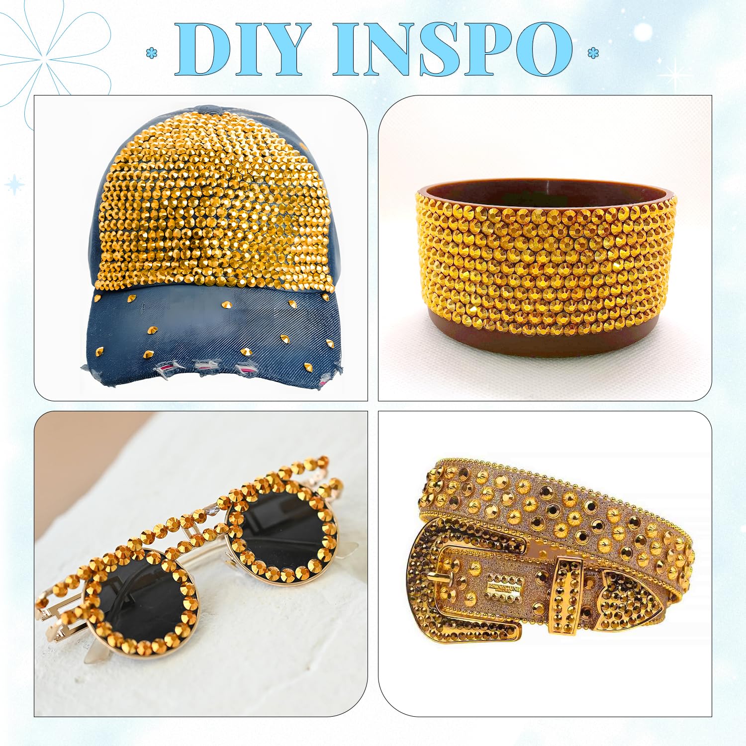 6000Pcs Resin Rhinestones for Bedazzling with 3Pcs B7000 Jewelry Glue, 1 Box Mine Gold Flatback Rhinestones for Crafting Crafts DIY, Crystals Gems for Clothing Shoes Tumblers Nail Art Makeup-Velvo Beauty