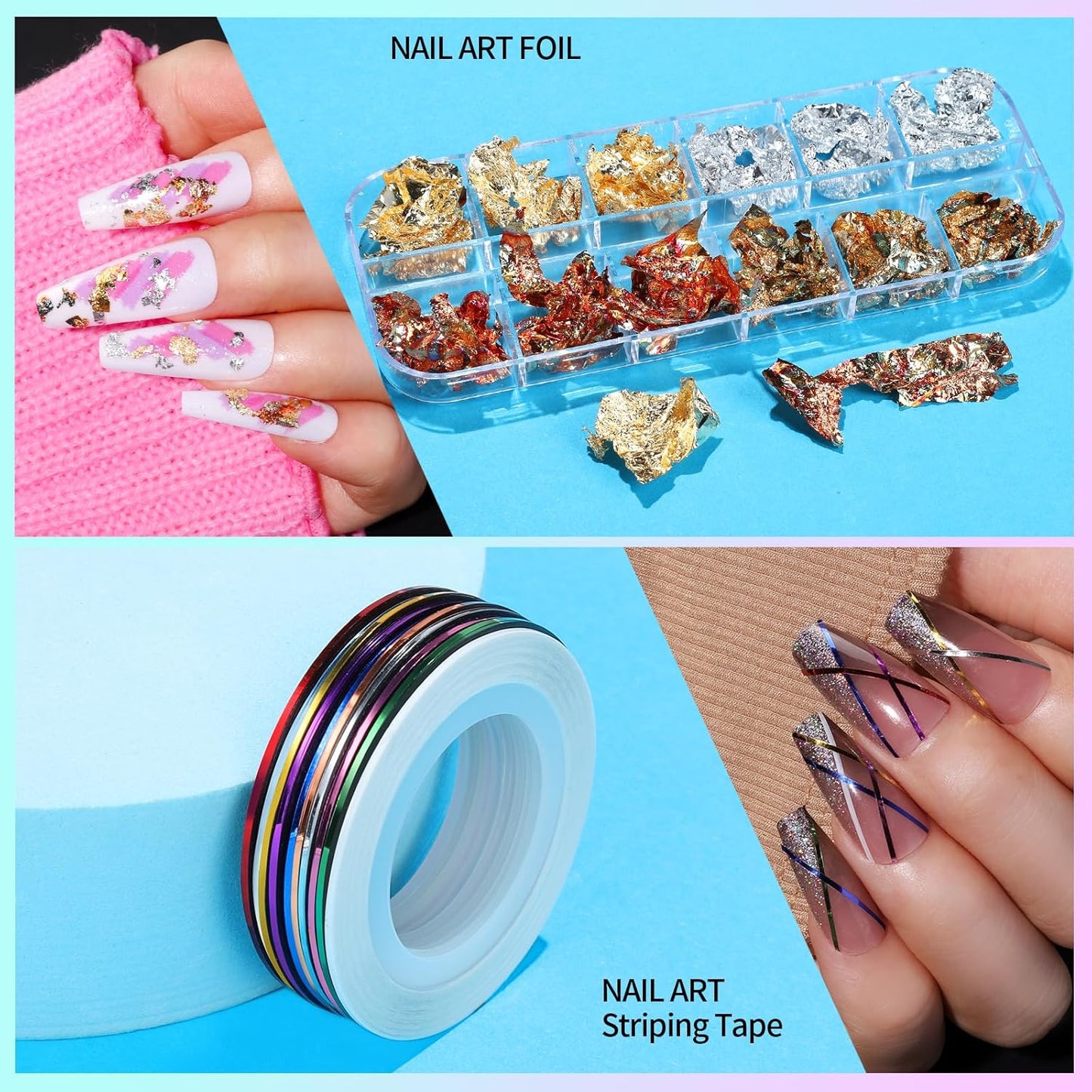 Teenitor Nail Art Kit, Nail Design Kit, Nail Art Tools with Nail Art Brushes Set, Nail Dotting Tools, Nail Rhinestones, Nail Stickers, Nail Art Tapes, Nail Art Foil-Velvo Beauty