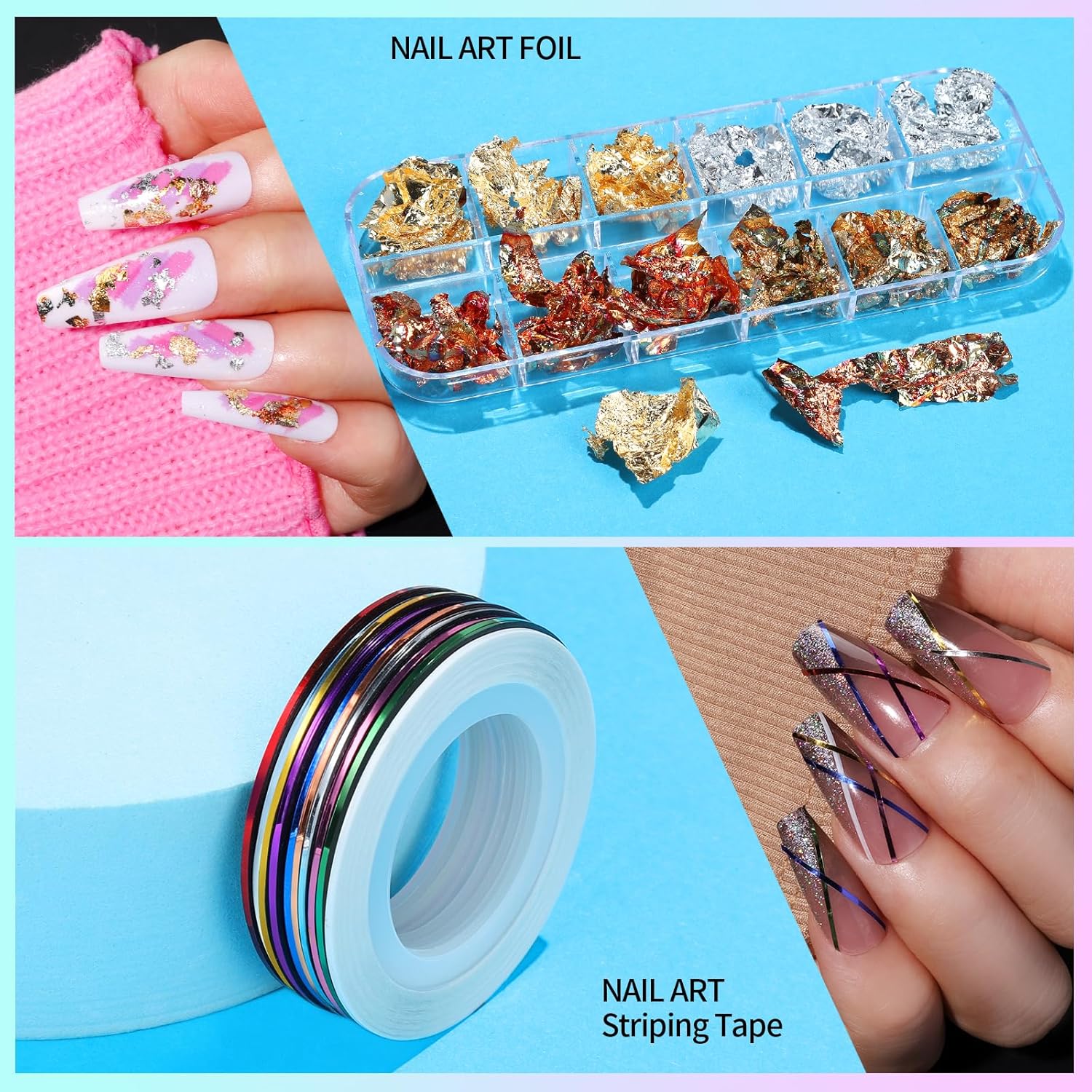 Teenitor Nail Art Kit, Nail Design Kit, Nail Art Tools with Nail Art Brushes Set, Nail Dotting Tools, Nail Rhinestones, Nail Stickers, Nail Art Tapes, Nail Art Foil-Velvo Beauty