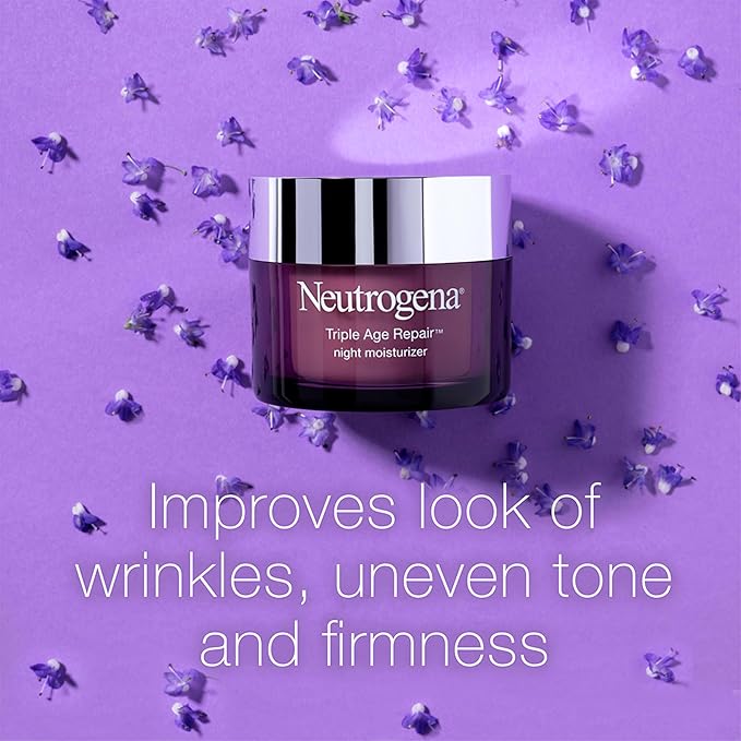 Neutrogena Triple Age Repair Night Cream, 1.7oz Jar, Anti-Aging Face Cream, Face Moisturizer For Women & Men, Hydrating Night Face Moisturizer for Even Skin Tone & Firming, Vitamin C-Velvo Beauty