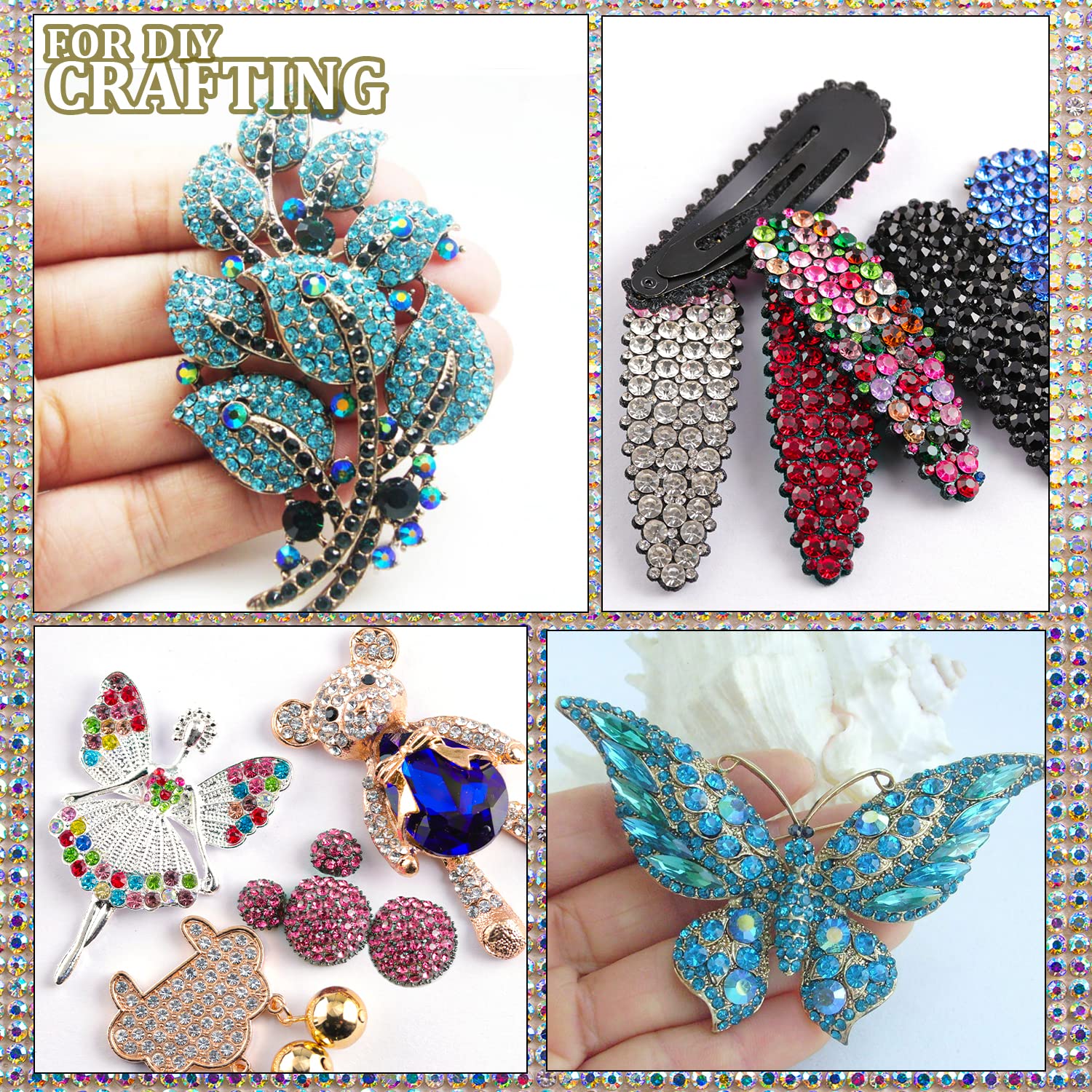 Two Packs of Flatback Rhinestones 4520 Pcs Colorful Nail Art Rhinestones Flatback Crystal Colorful+Lake Blue Rhinestone with Picker Pencil and Tweezer for Nail Art and Decoration-Velvo Beauty