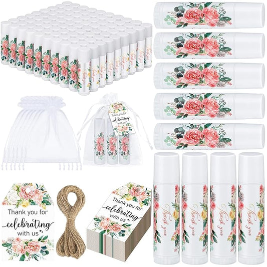 100 Pack Thank You Gifts Lip Balm Bulk Party Supplies Employee Appreciation Gifts for Guests Wedding Bridal Shower Bachelorette Gifts Baby Shower Favors for Coworkers Women Homeless Nurse-Velvo Beauty