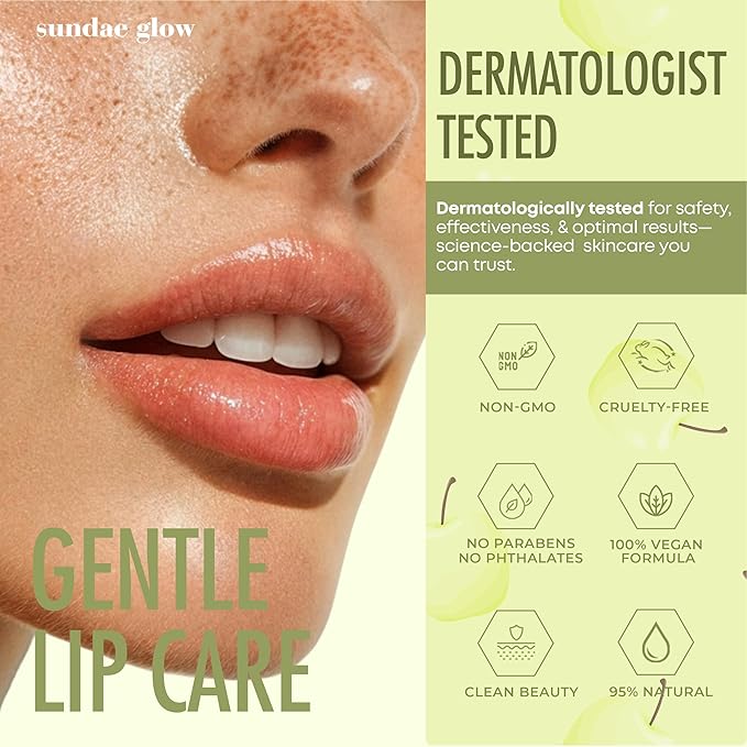 Apple, Pear, Cherry & Mint Lip Mask and Scrub - Dermatologist Tested, Hydrating & Exfoliating, Korean Skin Care, Nourishes, Softens & Brightens Lips - Vegan & Natural - 1 Pack-Velvo Beauty