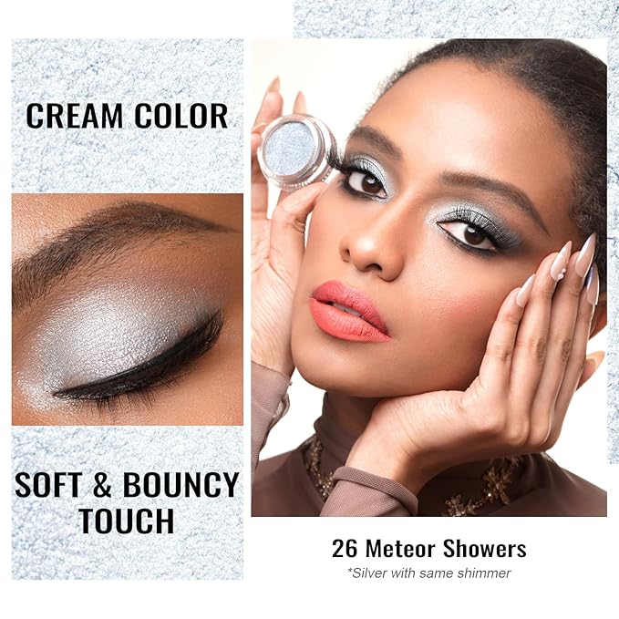 Oulac Shimmer Cream Eyeshadow also for Highlighter Blendable Eye Shadow Waterproof&Long Lasting with Moisturizing Formula Soft Shimmer Eye Make-up,Vegan & Cruelty-Free,6g 26-Velvo Beauty