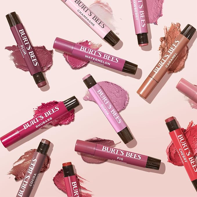 Burt's Bees Shimmer Lip Tint Set, Tinted Lip Balm Stick, Moisturizing for All Day Hydration with Natural Origin Glowy Pigmented Finish & Buildable Color, Fig (4-Pack)-Velvo Beauty