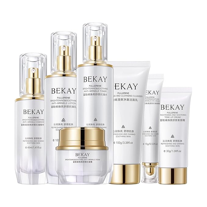 Fullerene Brightening Soothing Anti-Wrinkle Skin Care Set Kit For Women Gift Set 7 Pieces Women Beauty Set-Velvo Beauty