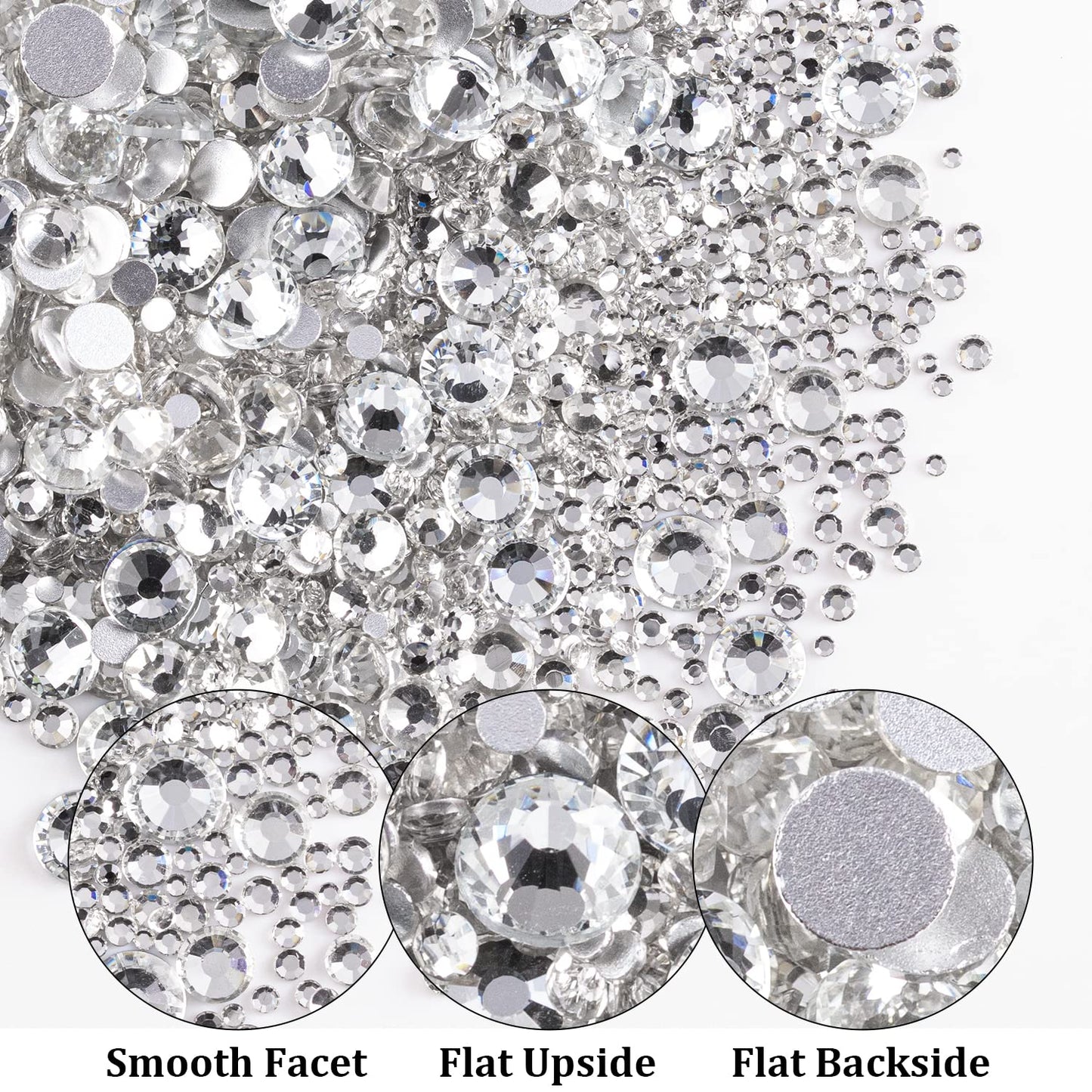 Two Packs of Flatback Rhinestones 4520 Pcs Colorful Nail Art Rhinestones Flatback Crystal Colorful+Transparent White Rhinestone with Picker Pencil and Tweezer for Nail Art and Decoration-Velvo Beauty