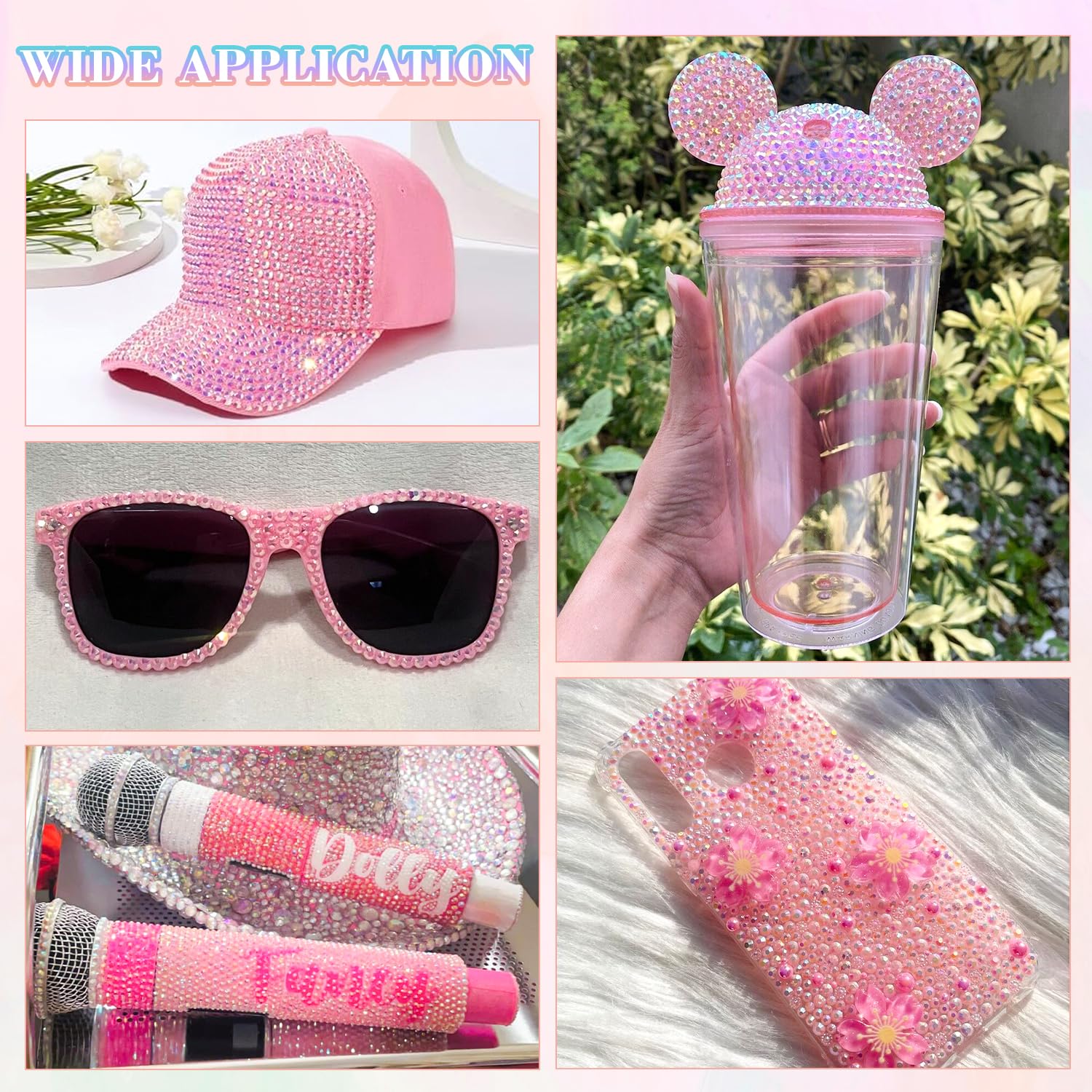 30000Pcs Resin Light Pink AB Rhinestones for Bedazzling Crafting with b7000 Jewelry Glue, Bulk Flatback Gems Bedazzler Kit for Crafts Clothes Shoes Fabric Nail Diamond Art, Assorted Size 2/3/4/5/6mm-Velvo Beauty