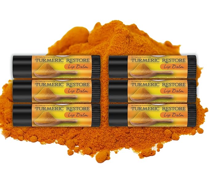 Turmeric Lip balm | Turmeric Restore | Natural Lip Balm | Organic Lip Balm | Natural Lip Balm | Lip Moisturizer | 100% Natural Ingredients | Habbie Beauty Supplies (6 Pack)-Velvo Beauty