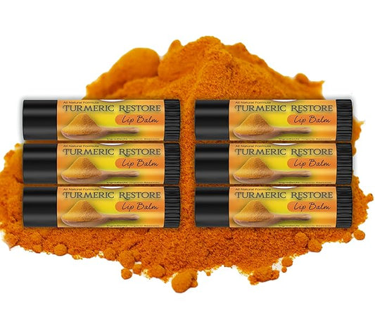 Turmeric Lip balm | Turmeric Restore | Natural Lip Balm | Organic Lip Balm | Natural Lip Balm | Lip Moisturizer | 100% Natural Ingredients | Habbie Beauty Supplies (6 Pack)-Velvo Beauty