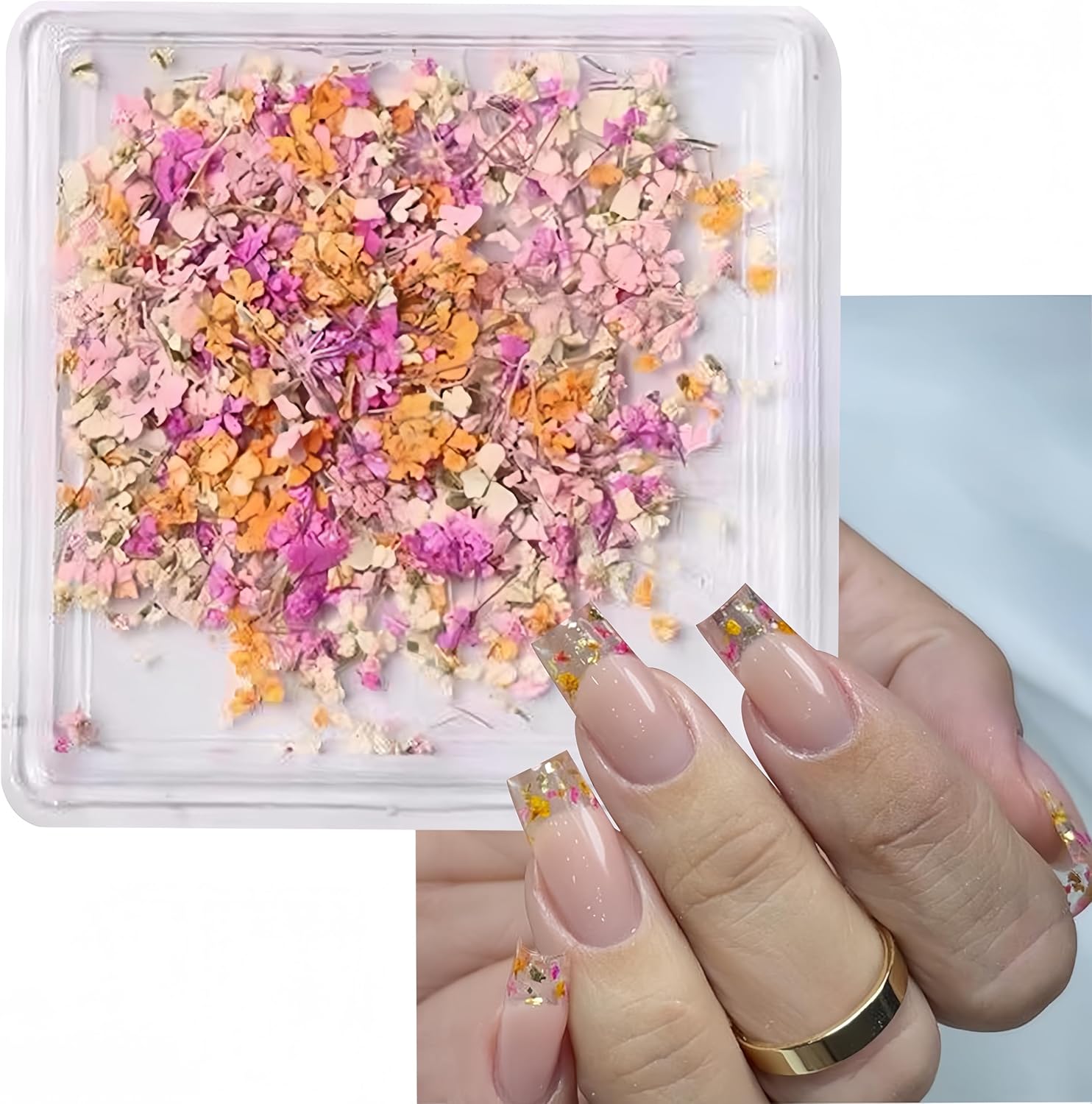 1 Boxes Dried Flowers for Nail Art,Colorful Dry Flowers Mini Real Natural Flowers Nail Stickers DIY Mini Mix Flower Petals Nail Art Supplies for Summer Acrylic Nails Design Manicure Accessories-Velvo Beauty