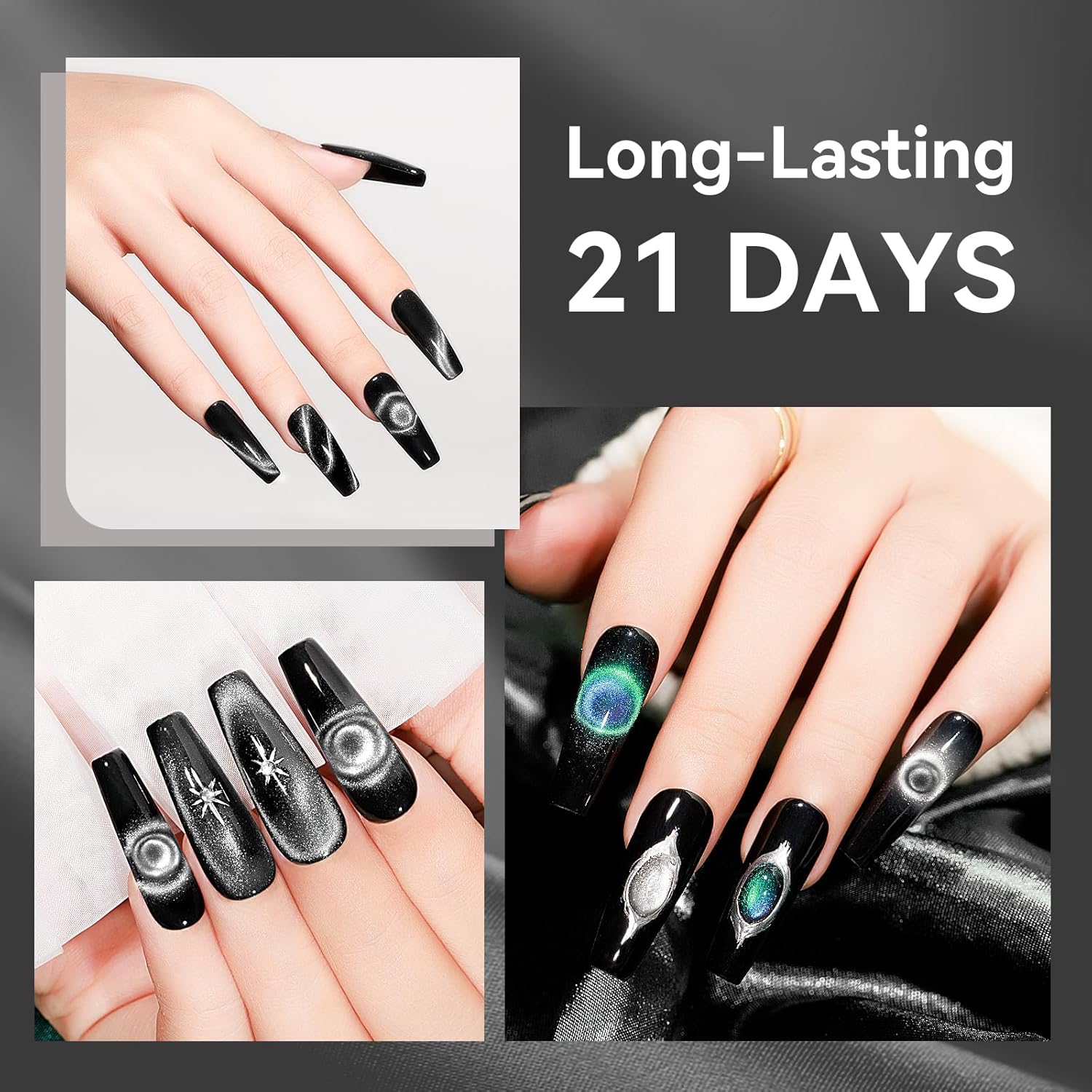 Cat Eye Gel Nail Polish Silver 12ML 9D Chameleon Cateye Magnetic Nail Polish Gel Holographic Cat Eye with Magnet Stick Varnish Soak off Manicure Set 1PC-Velvo Beauty