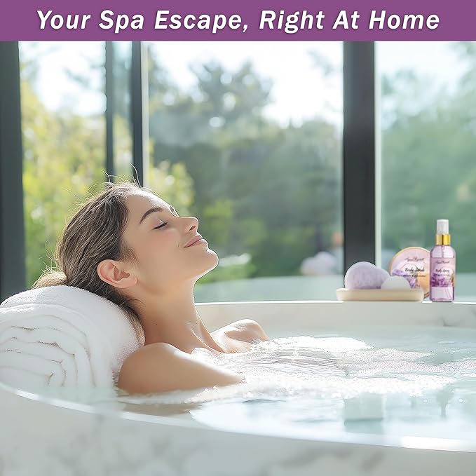 Bath Spa Gift Sets - Luxury Basket With Honey & Lavender - Spa Kit Includes Wash, Bubble Bath, Lotion, Bath Salts, Body Scrub, Body Spray, Shower Puff, Bathbombs, Soap and Towel-Velvo Beauty