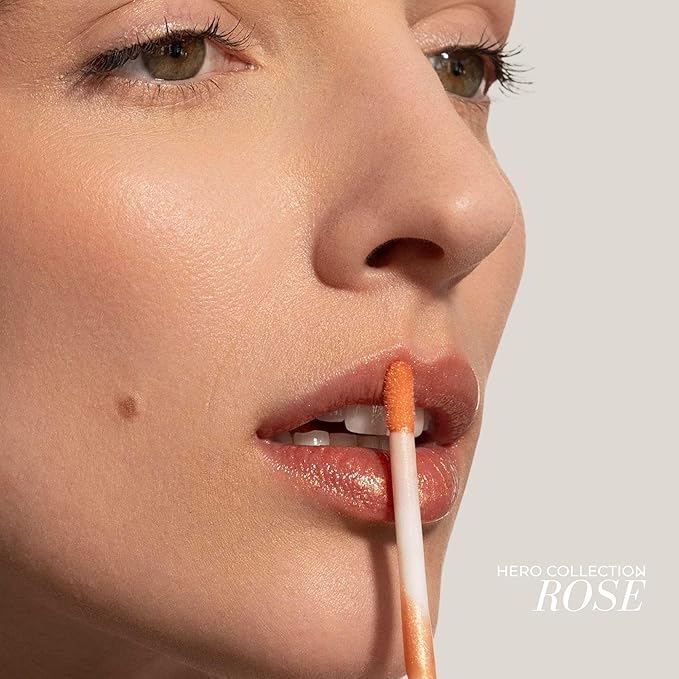 FITGLOW Beauty Lip Colour Serum | Hydrating Lip Gloss | Plumping Anti-Aging Lip Treatment | Natural Shine with Pomegranate Sterols & Collagen | Buildable Color for Dry Chapped Lips | Rosé- 10g-Velvo Beauty