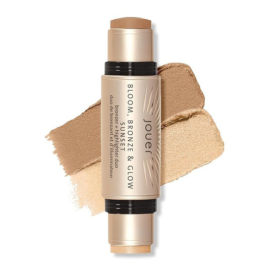 Jouer Bloom, Bronze & Glow Bronzer + Highlighter Stick - Cream Contour Makeup Stick - Hydrating Rose Hip Oil and Squalane Formula, Sunset-Velvo Beauty