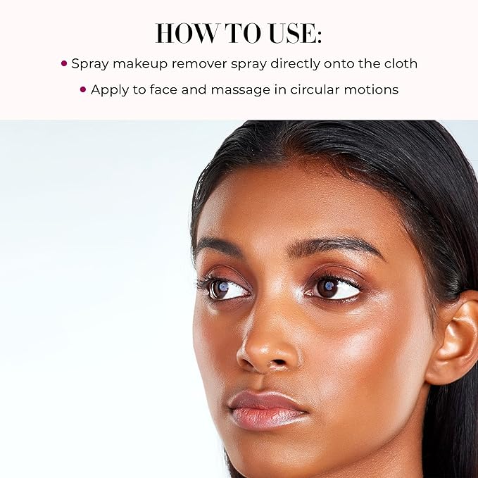 LUMINESS Airbrush Spray Makeup Eraser & Makeup Remover Cloth Set - Eye Makeup Remover Spray with Reusable & Eco-Friendly Makeup Washcloths for Face - Gentle Make Up Remover for Soft Skin-Velvo Beauty