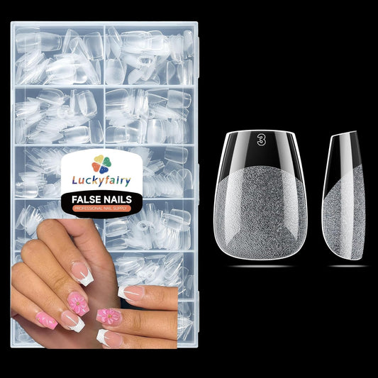 Extra Short Nail Tips: 504pcs Pre-shaped Half-matte Coffin Short Nails, 12 Sizes XS Clear Full Cover Fake Nails Soft Gelly Ballerina Press on Gel Nail Tips for Extension-Velvo Beauty