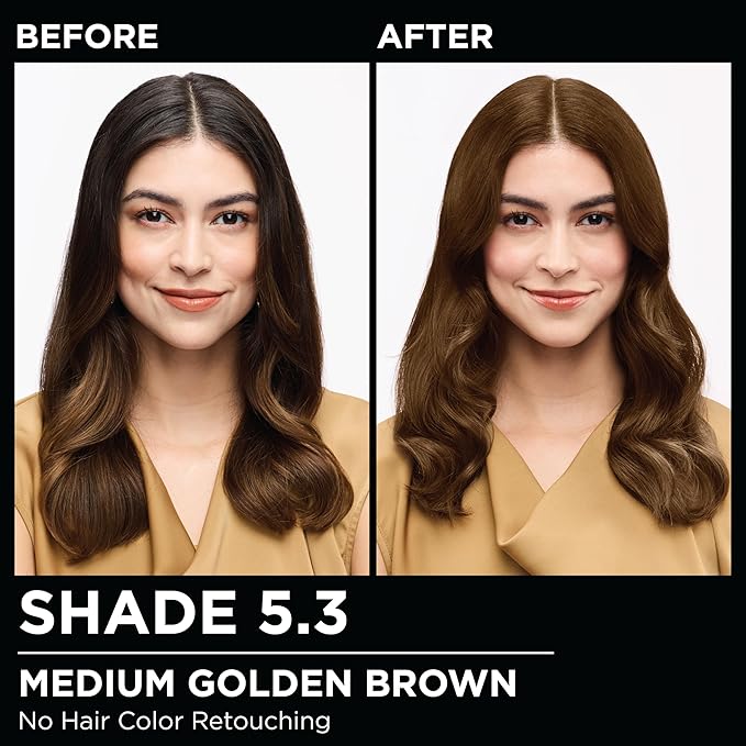 Garnier Hair Color Olia Ammonia-Free Brilliant Color Oil-Rich Permanent Hair Dye, 5.3 Medium Golden Brown, 2 Count (Packaging May Vary)-Velvo Beauty