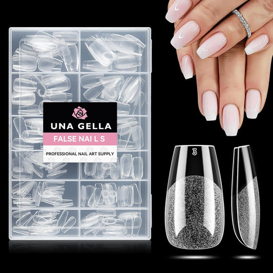 UNA GELLA Short Coffin Nail Tips: 216pcs Short Coffin Press on Nails Pre-shape Gel Nail Tips for Full Cover Acrylic Nails False Nails For Nail Extension Home DIY Salon 12 Sizes Gelly Tips-Velvo Beauty
