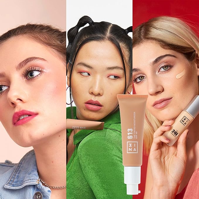 3INA 613 Tinted Moisturizer for Face with SPF 30 - Nude - BB Cream with Light to Medium Coverage - Hyaluronic Acid Moisturizer for All Skin Tones - Vegan, Cruelty and Paraben Free Make Up - 1 oz-Velvo Beauty