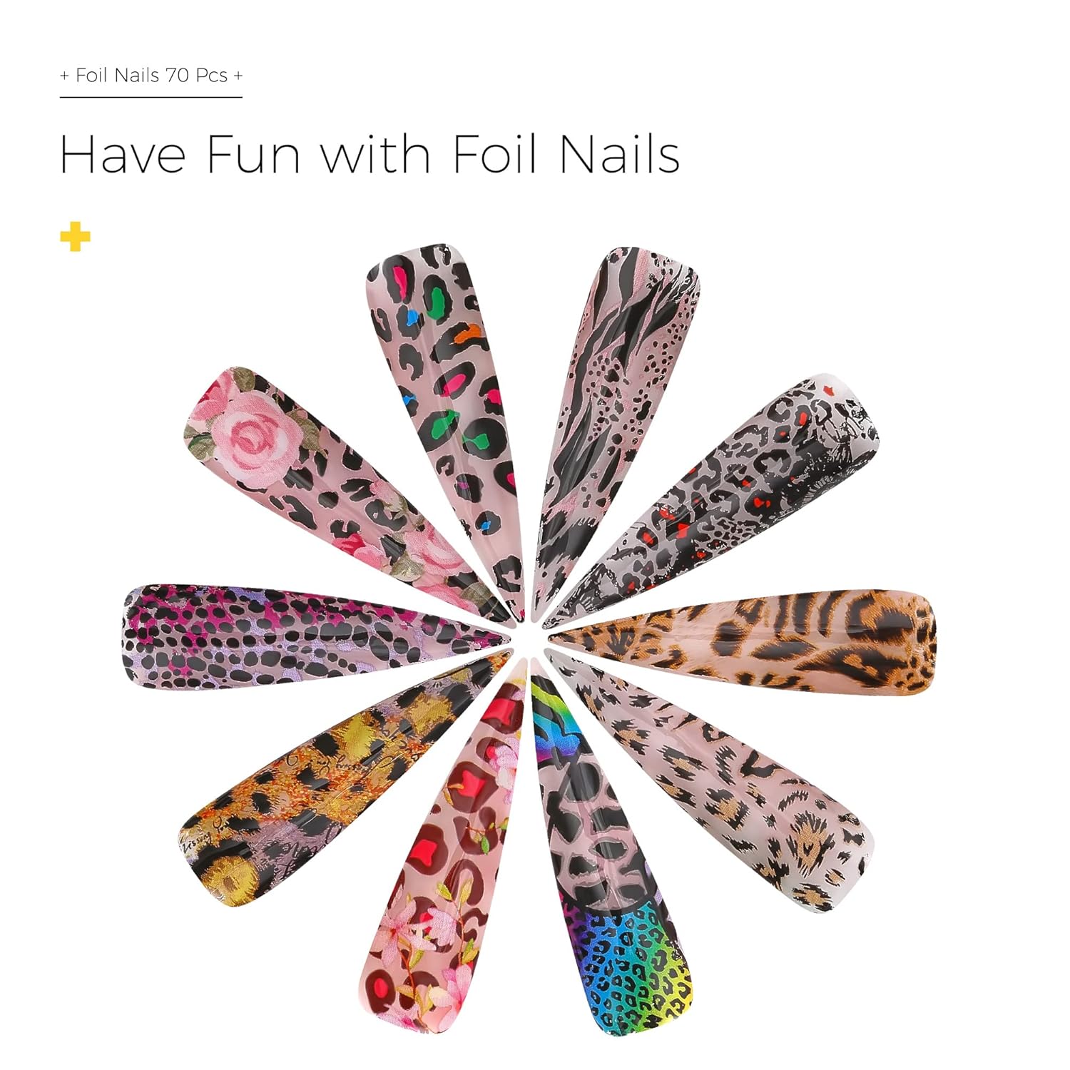 BURANO Nail Art Foil Glue Gel, 15ML 2 Bottles with 70PCS Foil Stickers Set Nail Foil Glue for Nails, Designer Nail Foils Nail Art Foil Transfer Gel-Velvo Beauty