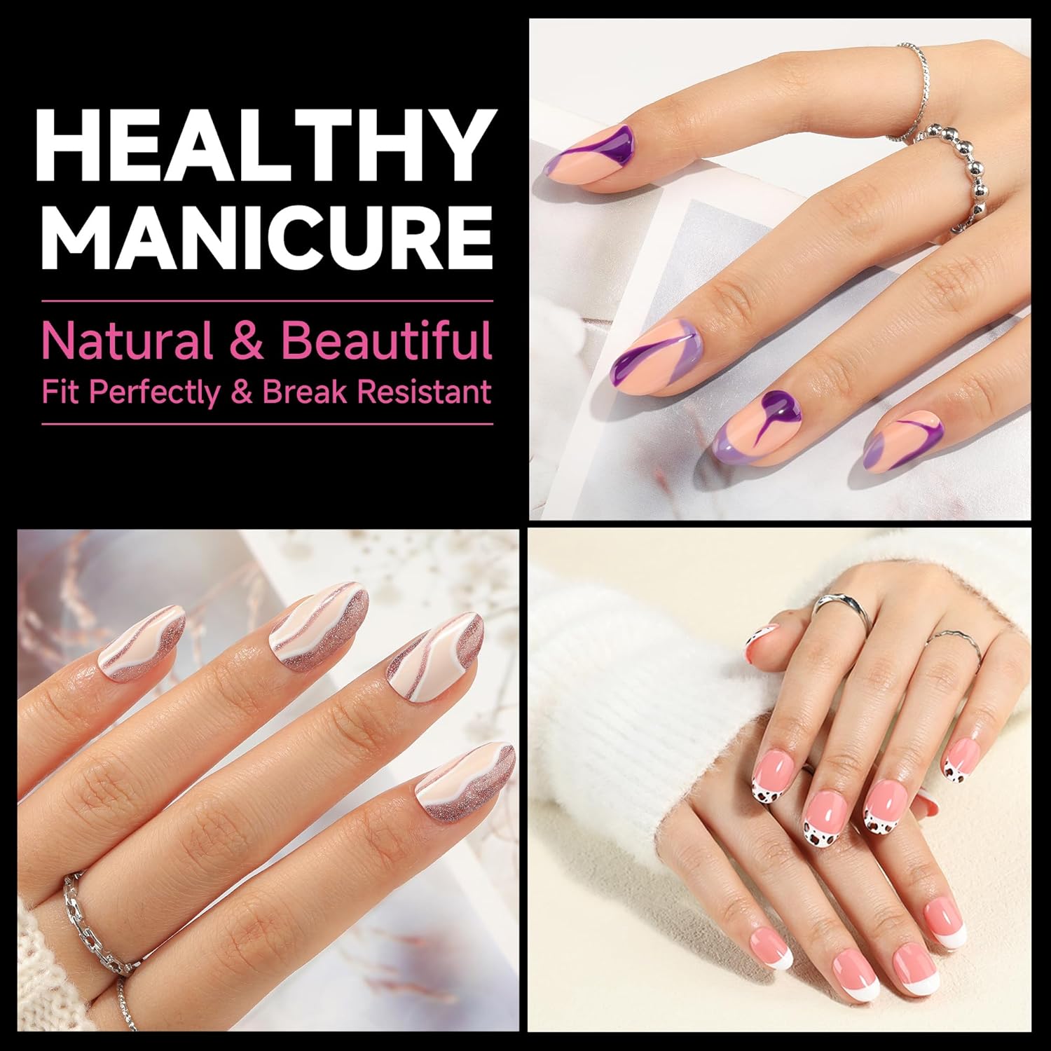 UNA GELLA Short Oval Round Nail Tips, Soft Gel Pre-shaped Half Matte Short Oval Gel Nail Tips Full Cover Acrylic Press on Fake Nails for Nail Extension Art DIY Nail Salon 216Pcs 12 Sizes-Velvo Beauty