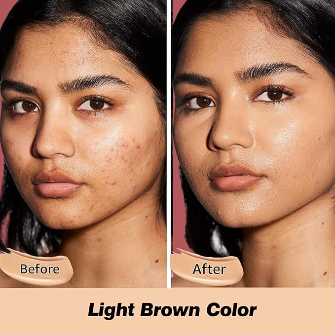 CC Cream Foundation Mushroom Head Air Cushion Face Makeup Moisturizing Concealer Waterproof Oil Control Long-Lasting Nude Makeup Even Skin Tone for All Skin Types (Light Brown)-Velvo Beauty