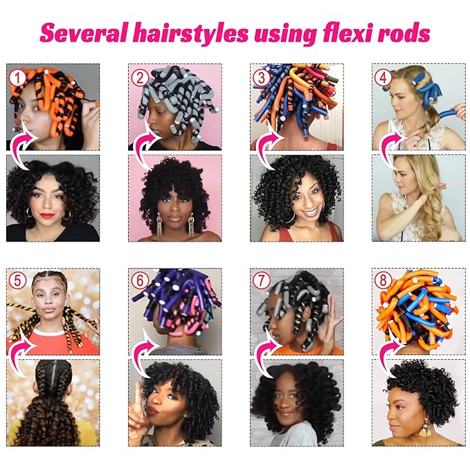 30PCS 9.45" Flexible Curling Rods,Heatless Twist Soft Foam Hair Rollers Home Use for Women Girls Long and Short Hair to Sleep in, (0.55 x 9.45 Inch, 3 Colors)-Velvo Beauty